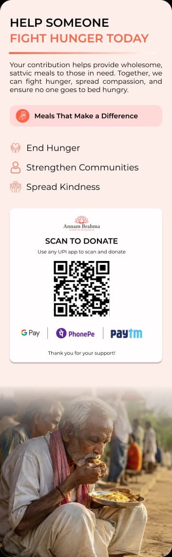 Help someone fight hunger today — scan the Annam Brahma QR code to open the donation form Help someone fight hunger today — scan the Annam Brahma QR code to open the donation form