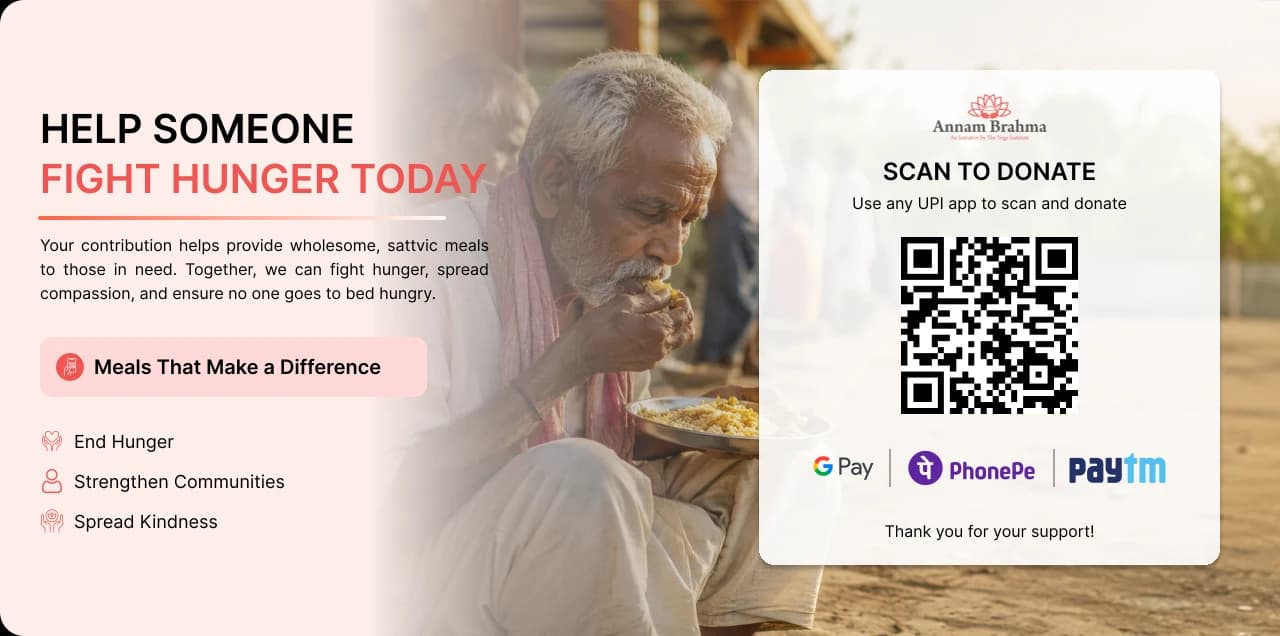 Help someone fight hunger today — scan the Annam Brahma QR code to open the donation form Help someone fight hunger today — scan the Annam Brahma QR code to open the donation form